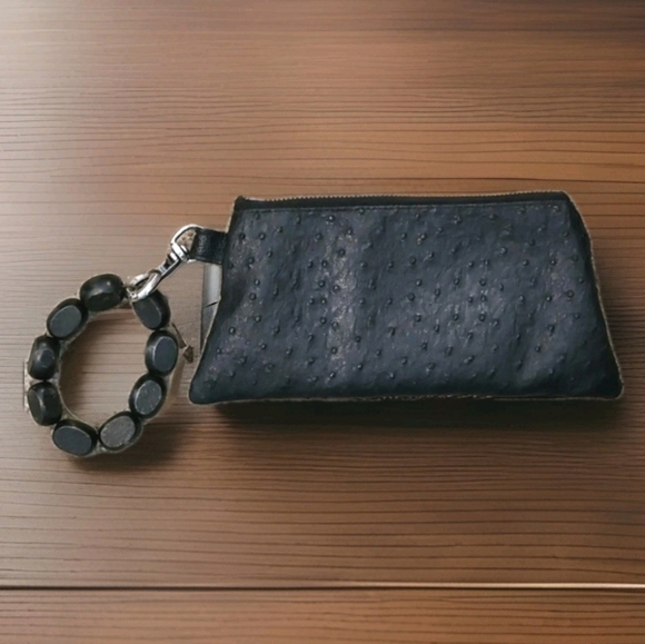 VTG ellu by Leslie Pozen•Made In USA •Ostrich Leather Wristlet - Picture 5 of 9
